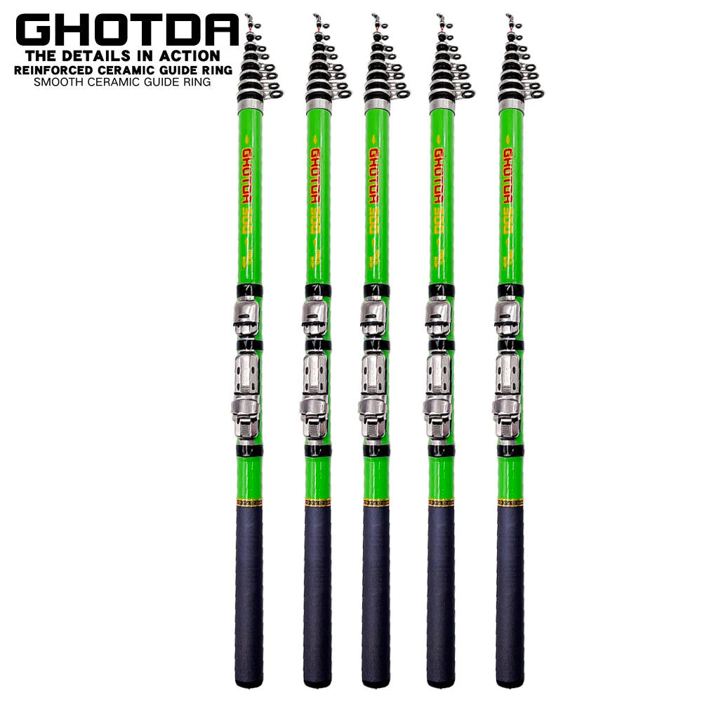 GHOTDA Ultra Light Spinning Fishing Rod 1.5M-3.0M Boat Lure Casting Carbon Fiber Rock Travel Pole