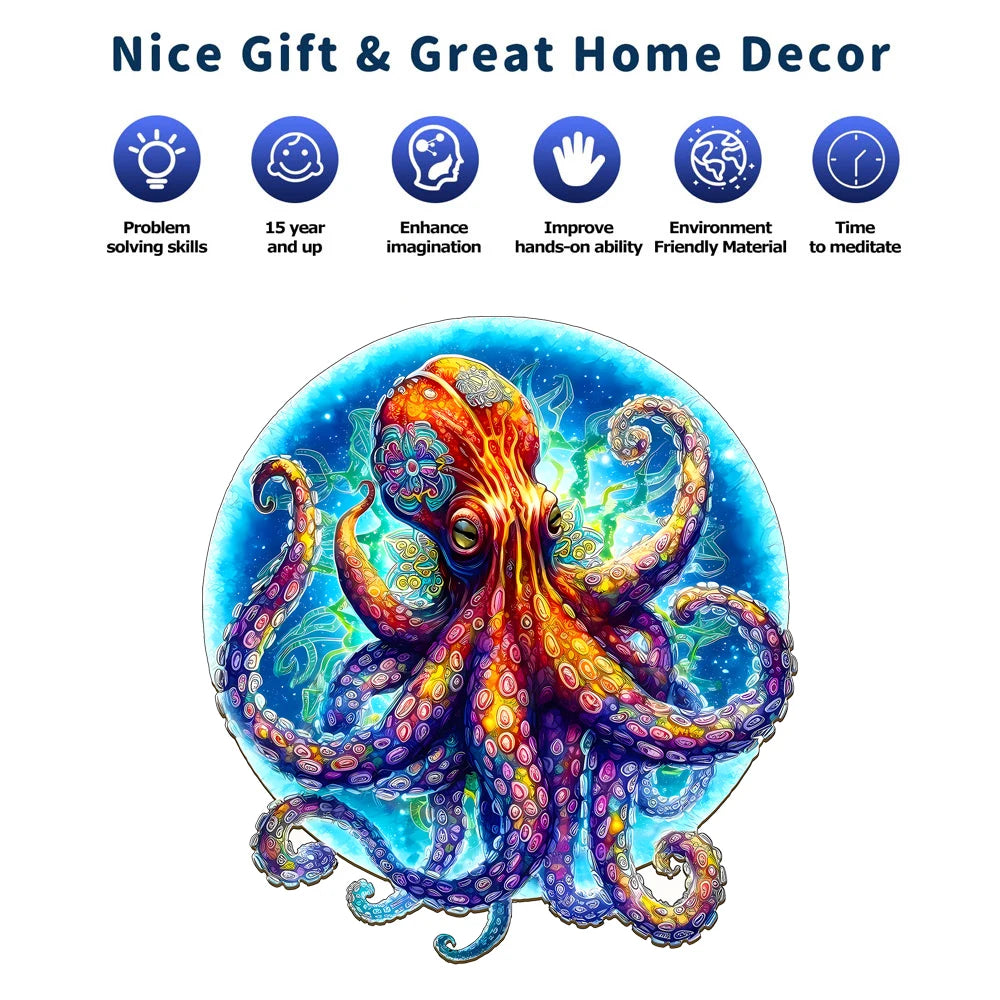 Giant Octopus Wooden Puzzle for Jigsaw Lover, Uniquely Stress Relieves Toys, Christmas Birthday Gift Decor Family Game