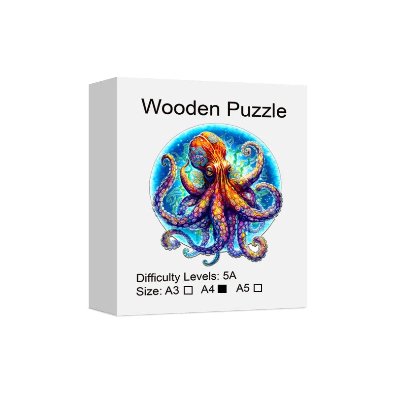 Giant Octopus Wooden Puzzle for Jigsaw Lover, Uniquely Stress Relieves Toys, Christmas Birthday Gift Decor Family Game A4