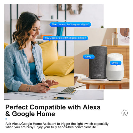 GIRIER Tuya WiFi Smart Switch Module No Neutral Wire Required Breaker Relay 1 2 3 4 Gang Supports 2 Way Control Alexa Hey Google