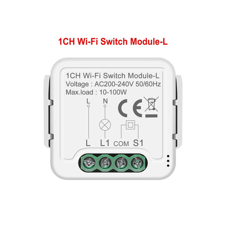 GIRIER Tuya WiFi Smart Switch Module No Neutral Wire Required Breaker Relay 1 2 3 4 Gang Supports 2 Way Control Alexa Hey Google