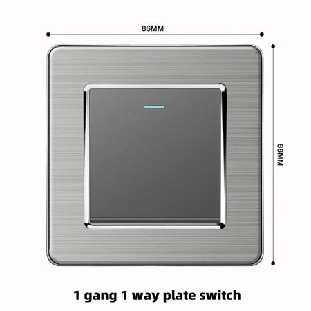 Grey Stainless Steel Metal Uk 13A Wall 220V Light Switch with Electrical Socket, Smart Type-c Fast Charging Wall USB C Socket
