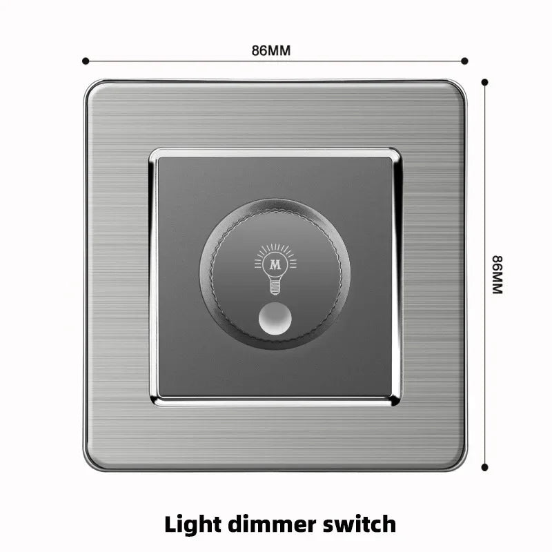 Grey Stainless Steel Metal Uk 13A Wall 220V Light Switch with Electrical Socket, Smart Type-c Fast Charging Wall USB C Socket