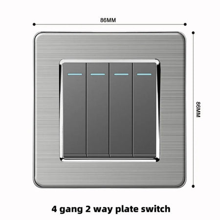 Grey Stainless Steel Metal Uk 13A Wall 220V Light Switch with Electrical Socket, Smart Type-c Fast Charging Wall USB C Socket