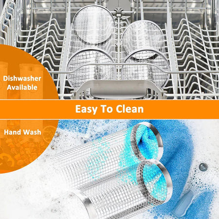 Grill Basket BBQ Grill Basket Rolling Grilling Basket Stainless Steel Grill Mesh Useful Barbeque Grill Accessories Portable