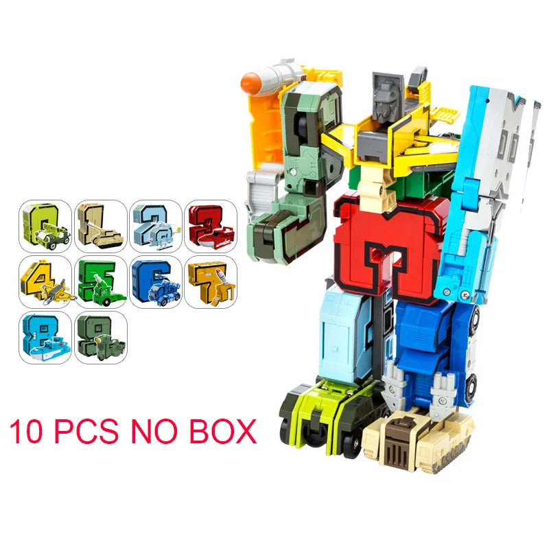 GUDI Assemble Robots Transformation Building Blocks Action Figure Car Model Deform Number Letters Alphabet Math Educational Toys 10pcs NO BOX