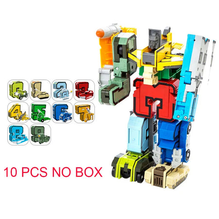 GUDI Assemble Robots Transformation Building Blocks Action Figure Car Model Deform Number Letters Alphabet Math Educational Toys 10pcs NO BOX