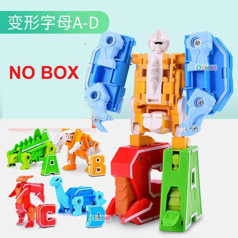 GUDI Assemble Robots Transformation Building Blocks Action Figure Car Model Deform Number Letters Alphabet Math Educational Toys 4pcs ABCD NO BOX