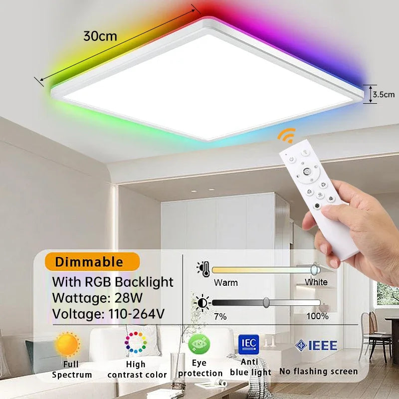 Hanging Lamps For Ceiling RGB Smart Ceiling Light Tuya Dimming Remote For Alexa Google Wifi Luster Home-Appliance Led Ceiling