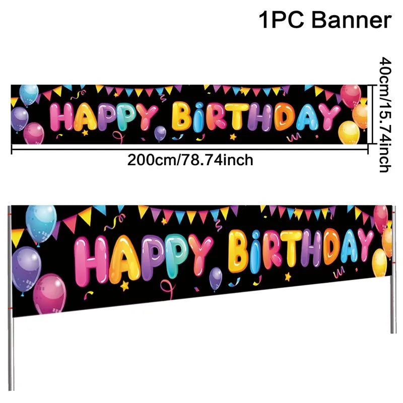 Happy Birthday Banner Baby Shower Decor Bunting Garland Flags 3