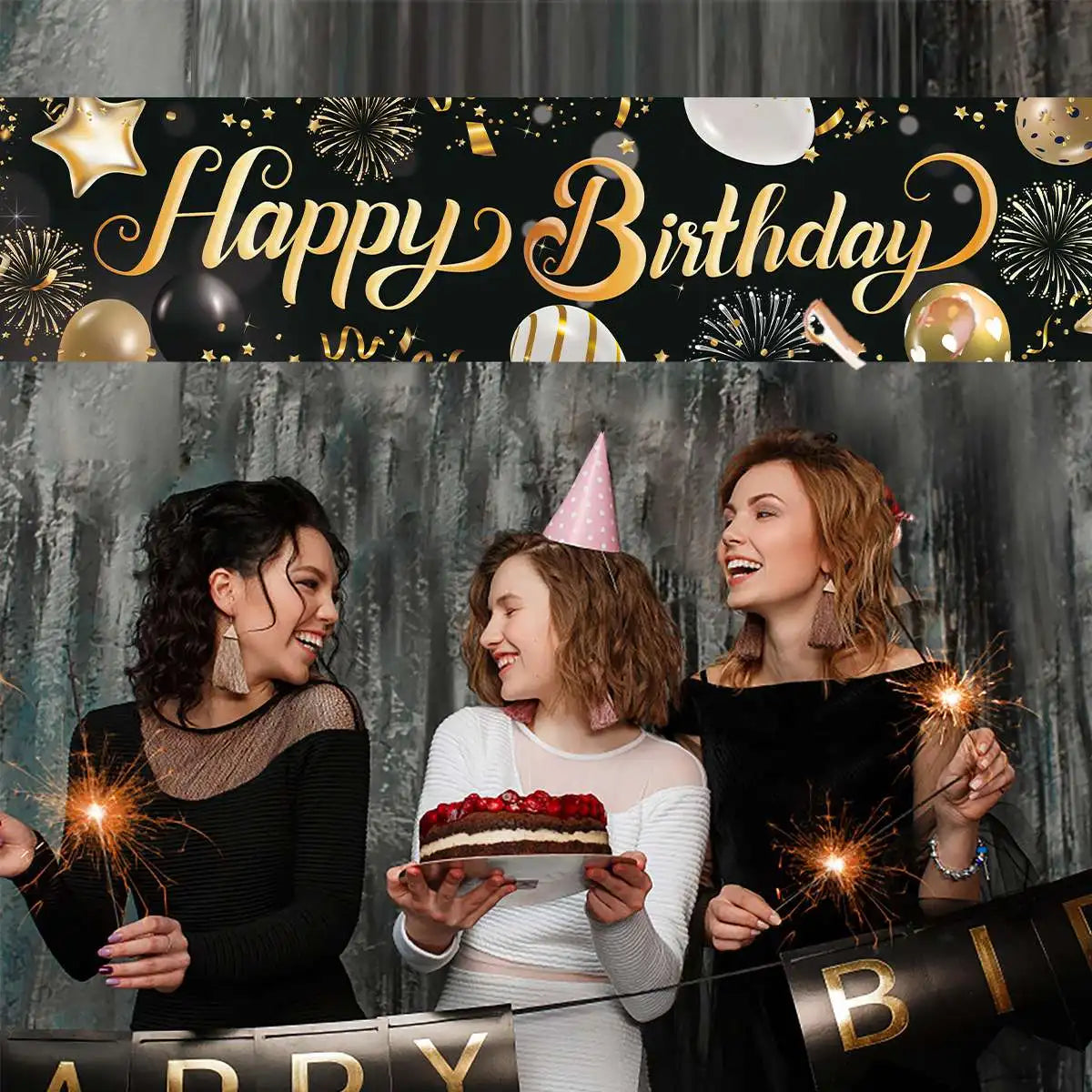 Happy Birthday Banner Baby Shower Decor Bunting Garland Flags