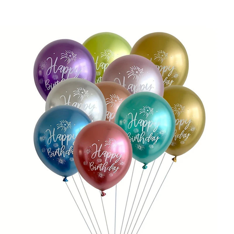 Happy Birthday Printed Latex Balloons - Pack of 10 10pcs Mix / 12inch