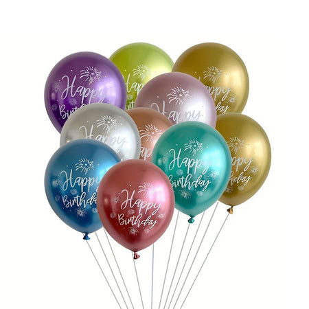 Happy Birthday Printed Latex Balloons - Pack of 10 10pcs Mix / 12inch