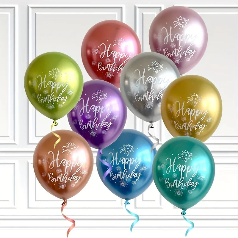Happy Birthday Printed Latex Balloons - Pack of 10