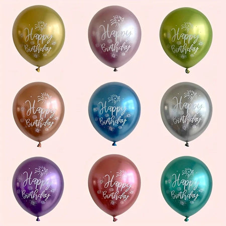 Happy Birthday Printed Latex Balloons - Pack of 10