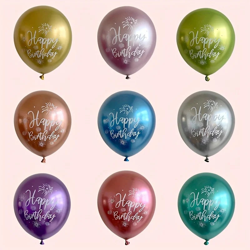 Happy Birthday Printed Latex Balloons - Pack of 10