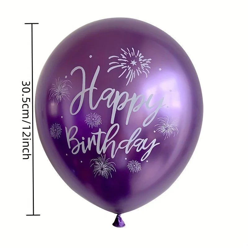 Happy Birthday Printed Latex Balloons - Pack of 10