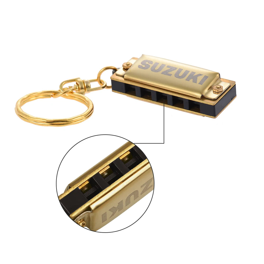 Harmonica Mini 5 Holes 10 Tone Harmonica Keychain Key of C Golden Protable Harmonica Music In Stock Fast Shipping Wholesale!