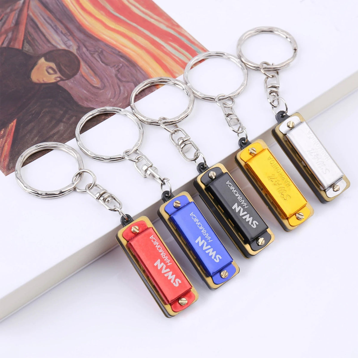 Harmonica Mini 5 Holes 10 Tone Harmonica Keychain Key of C Golden Protable Harmonica Music In Stock Fast Shipping Wholesale!