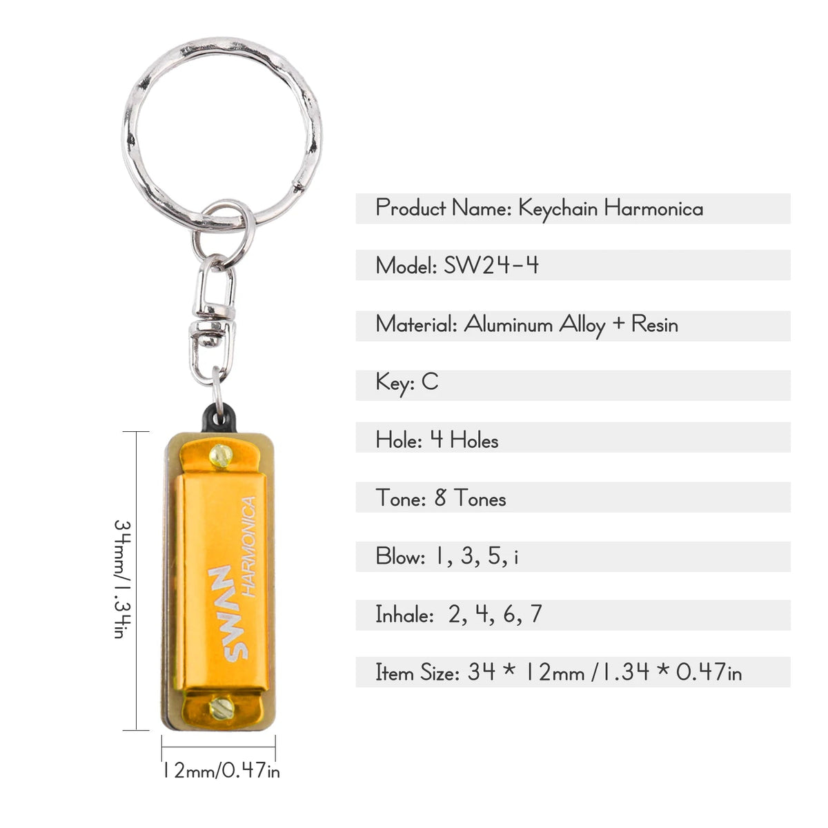 Harmonica Mini 5 Holes 10 Tone Harmonica Keychain Key of C Golden Protable Harmonica Music In Stock Fast Shipping Wholesale!