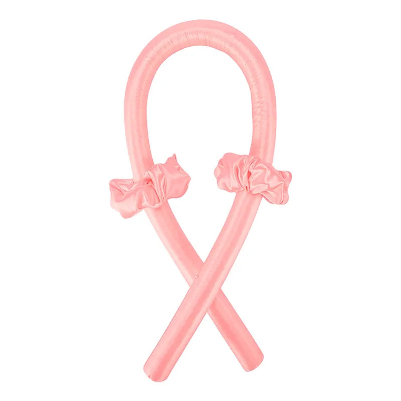 Heatless Curling Rod Headband No Heat Silk Curls Ribbon Hair Rollers Sleeping Soft Headband Lazy Hair Curlers Hair Styling Tools Flamingo Pink / CHINA