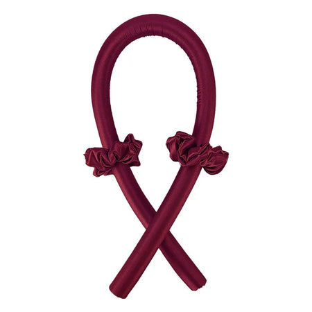 Heatless Curling Rod Headband No Heat Silk Curls Ribbon Hair Rollers Sleeping Soft Headband Lazy Hair Curlers Hair Styling Tools Wine Red / CHINA