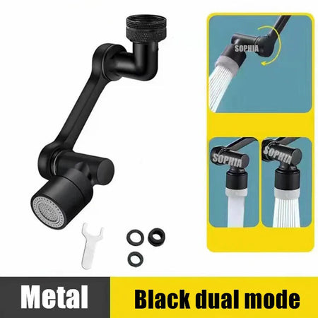 Heavy Metal Universal 1080&amp;deg; Rotation Faucet Sprayer Head For Kitchen Washbasin Extension Faucet Bubbler Sink Tap Splash Nozzle 1080 black double