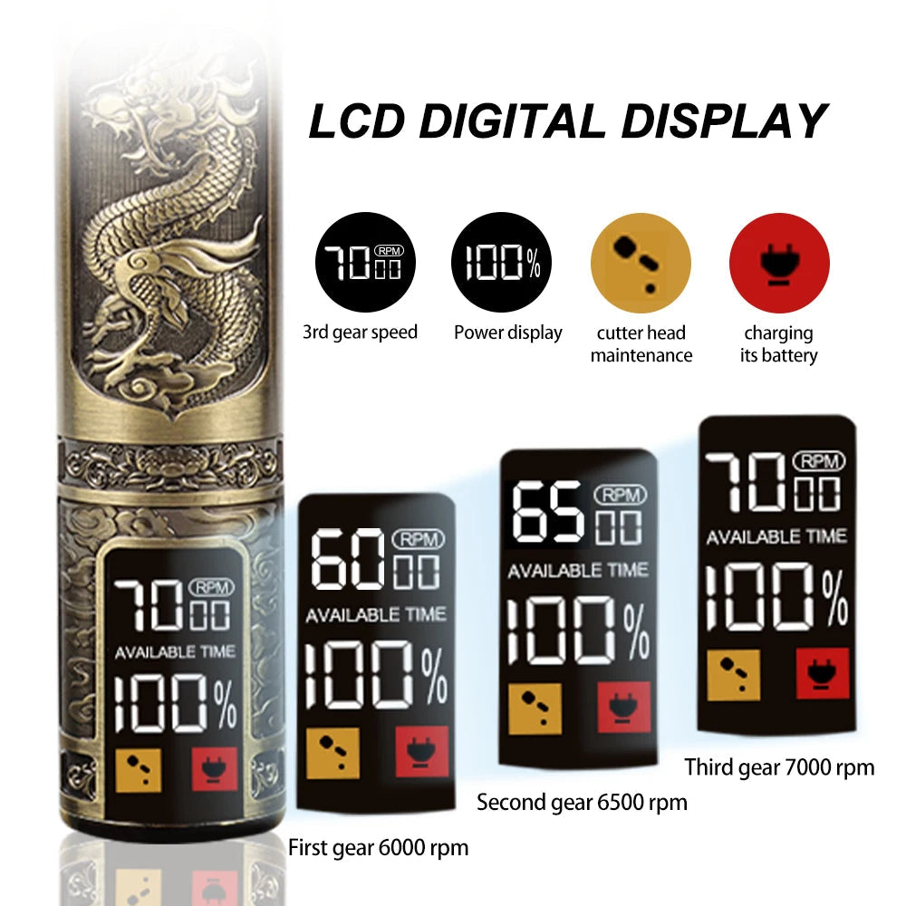 HIENA Rechargeable Electric Hair Clipper Trimmer Kit - Gold Finish