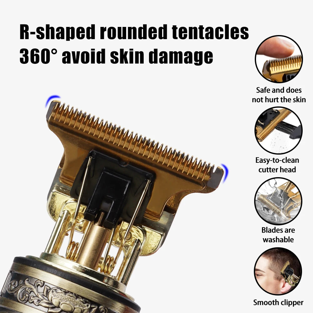 HIENA Rechargeable Electric Hair Clipper Trimmer Kit - Gold Finish