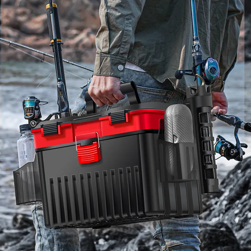 deck box for fishing pole Lightweight Double Deck Fishing Tackle Box