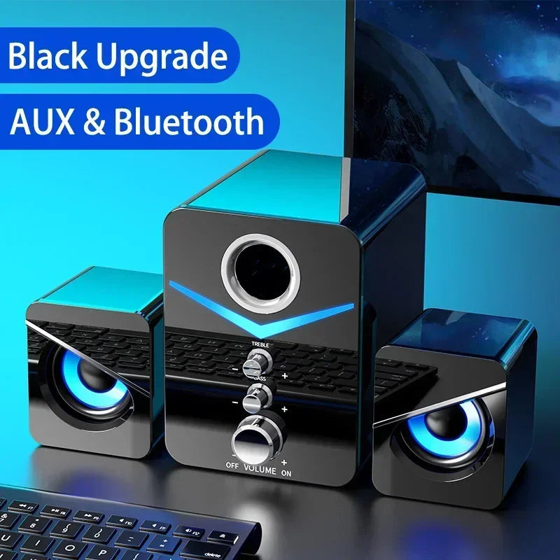 Home Theater System PC Bass Smart Subwoofer Bluetooth-compatible Speaker Portable Computer Speakers Music Boombox For Desktop Black Bluetooth