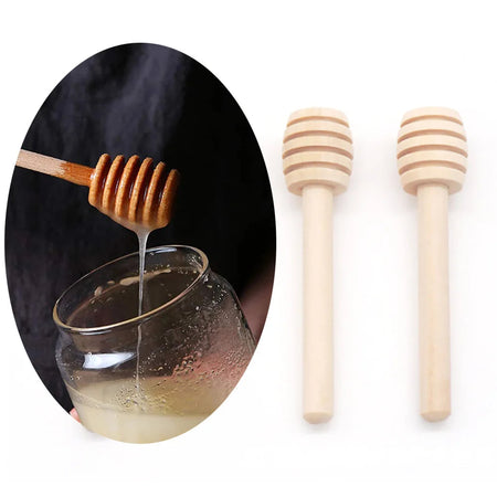 Honey Stir Bar Mixing Handle Jar Spoon Natural Wooden 10/30/50Pcs Honey Dipper Wooden Stick Honey Spoons Kitchen tools