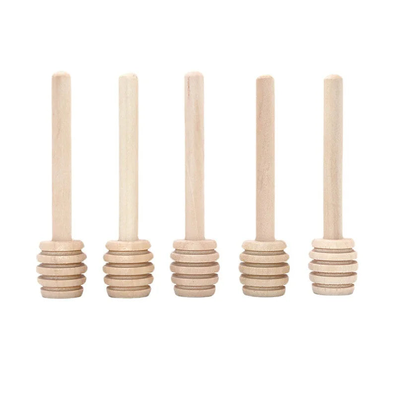 Honey Stir Bar Mixing Handle Jar Spoon Natural Wooden 10/30/50Pcs Honey Dipper Wooden Stick Honey Spoons Kitchen tools