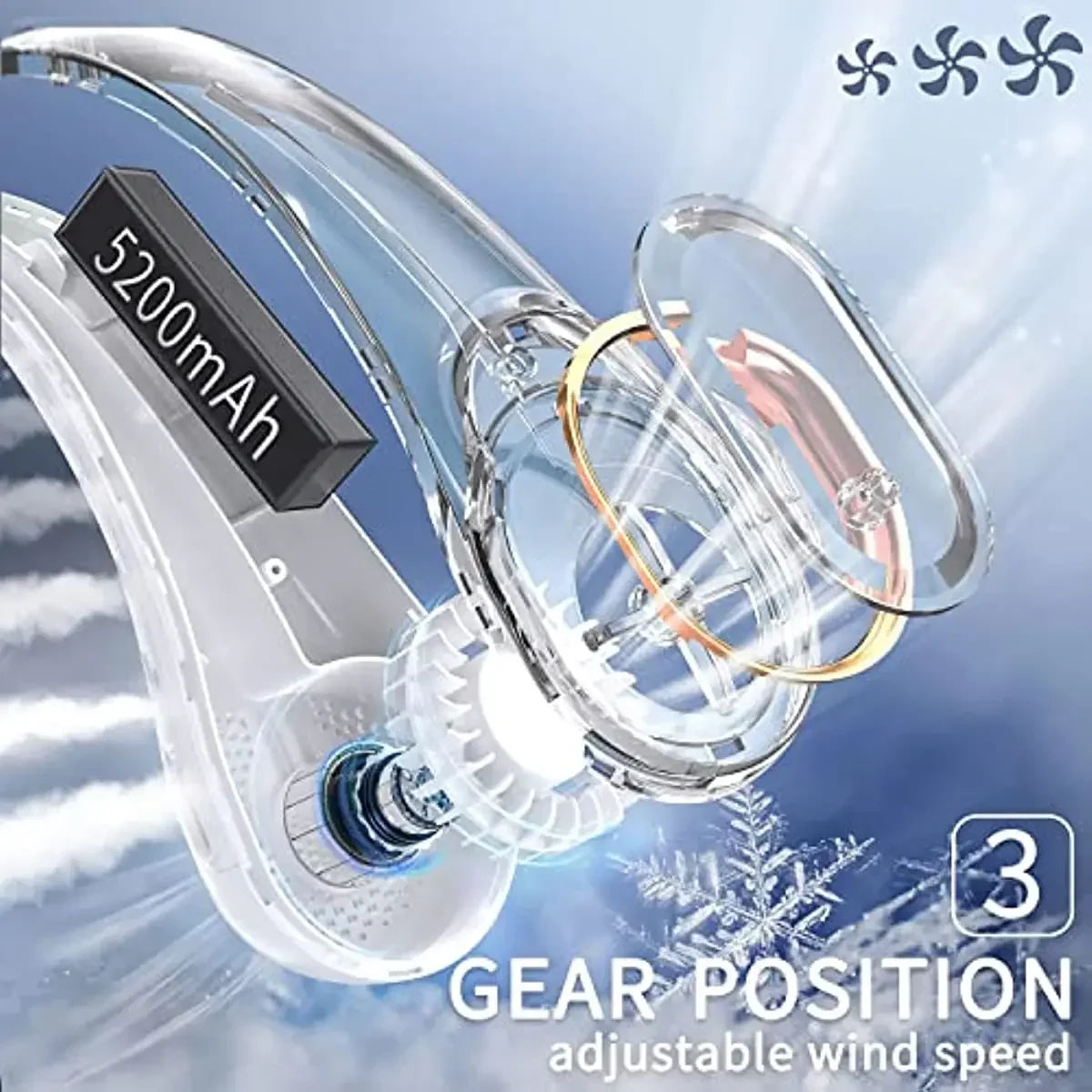HUANJI 360&amp;deg; Neck Fan with Adjustable Speed and Rechargeable Battery