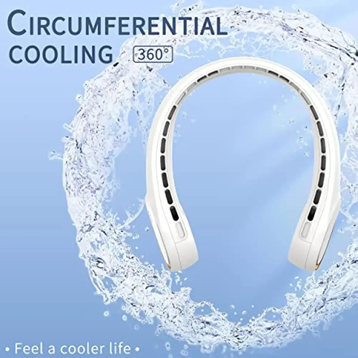 HUANJI 360&amp;deg; Neck Fan with Adjustable Speed and Rechargeable Battery