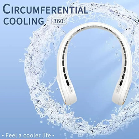 HUANJI 360&amp;deg; Neck Fan with Adjustable Speed and Rechargeable Battery