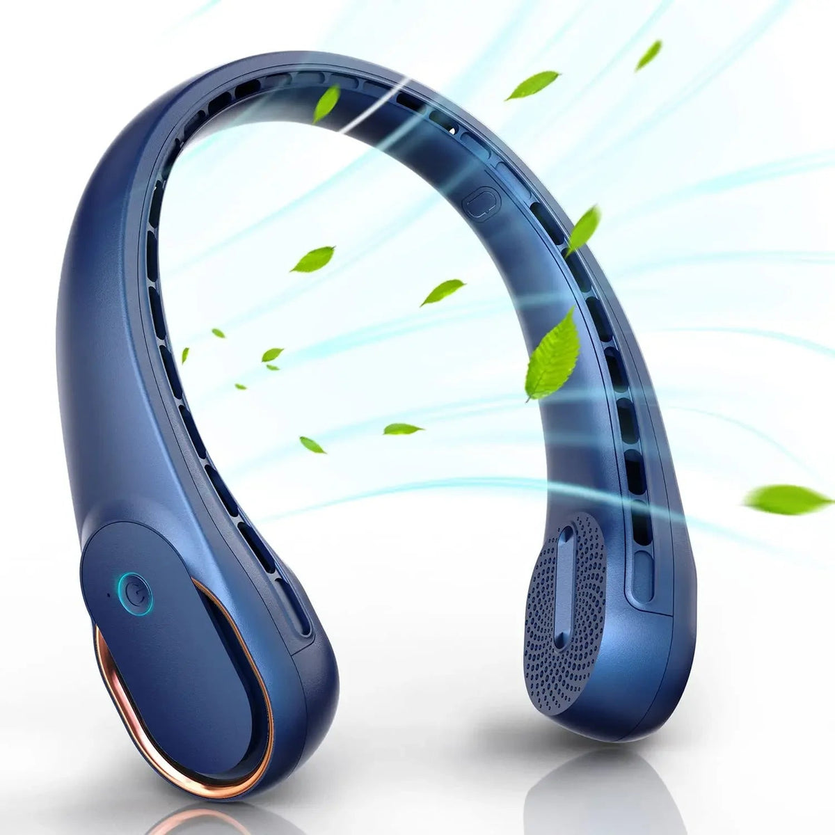 HUANJI 360&amp;deg; Neck Fan with Adjustable Speed and Rechargeable Battery Blue