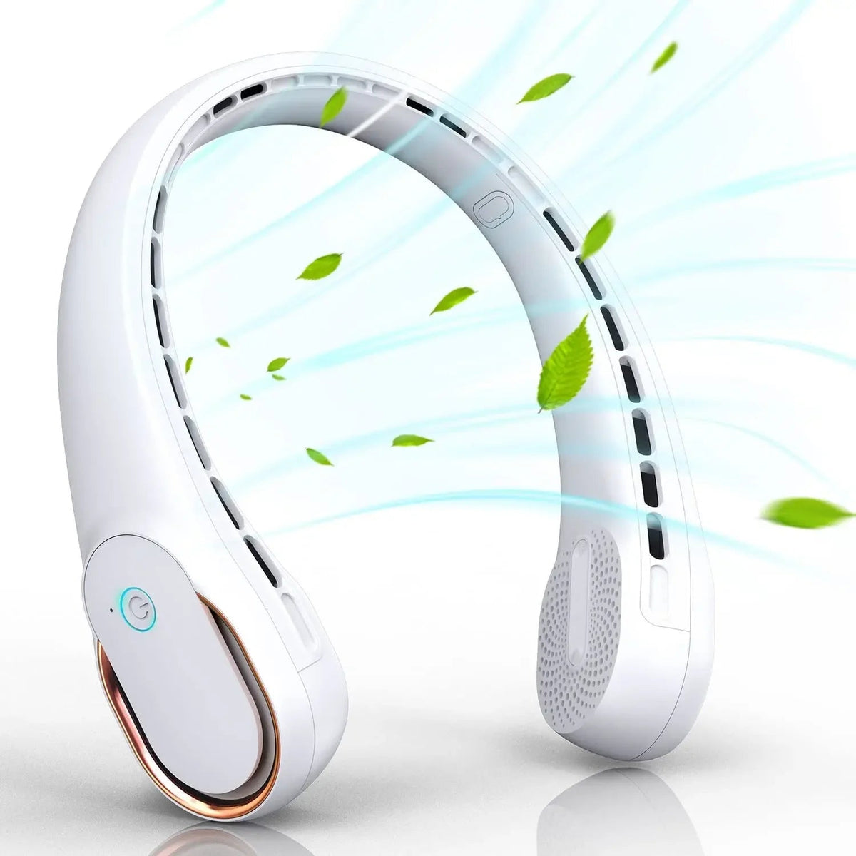 HUANJI 360&amp;deg; Neck Fan with Adjustable Speed and Rechargeable Battery White