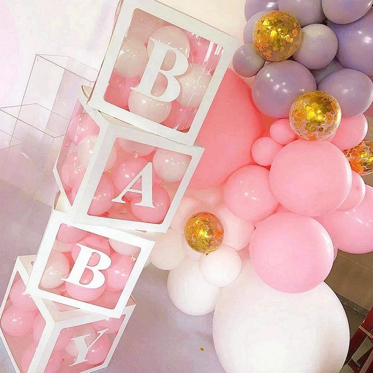 Huiran Transparent Alphabet Balloon Box for 1st Birthday Party Decorations