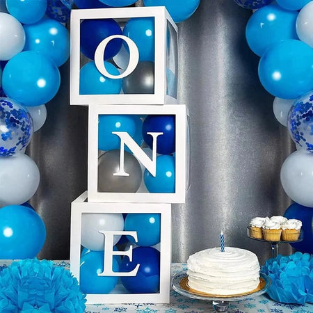 Huiran Transparent Alphabet Balloon Box for 1st Birthday Party Decorations