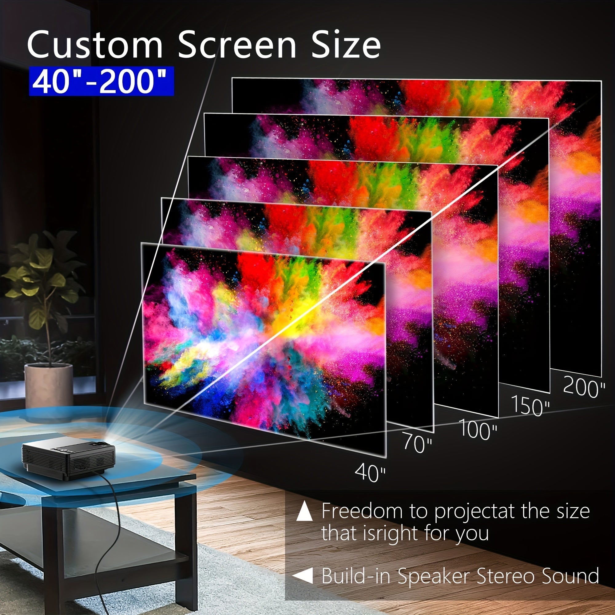 Immersive Native 1080P Home Cinema Projector with WiFi