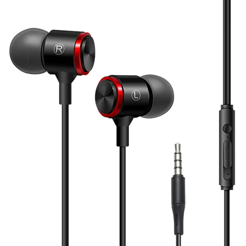In-Ear Headphones For Xiaomi Earphone For Phone Stereo Bass Headset Metal Wired Earphone HiFi Headphones Mic for Samsung iPhone Black