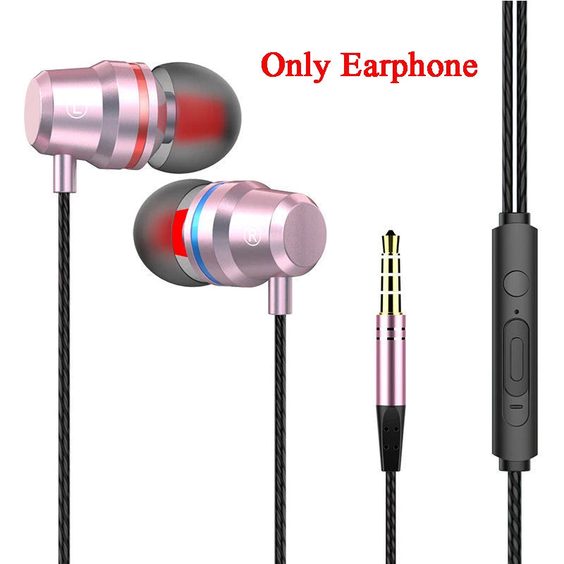 In-Ear Headphones For Xiaomi Earphone For Phone Stereo Bass Headset Metal Wired Earphone HiFi Headphones Mic for Samsung iPhone Rose Gold