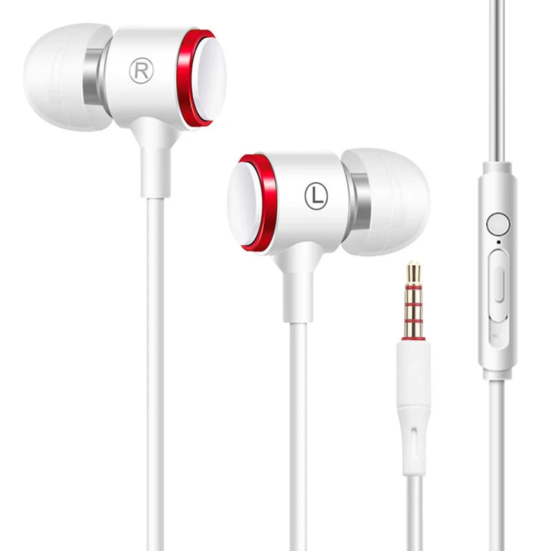 In-Ear Headphones For Xiaomi Earphone For Phone Stereo Bass Headset Metal Wired Earphone HiFi Headphones Mic for Samsung iPhone White