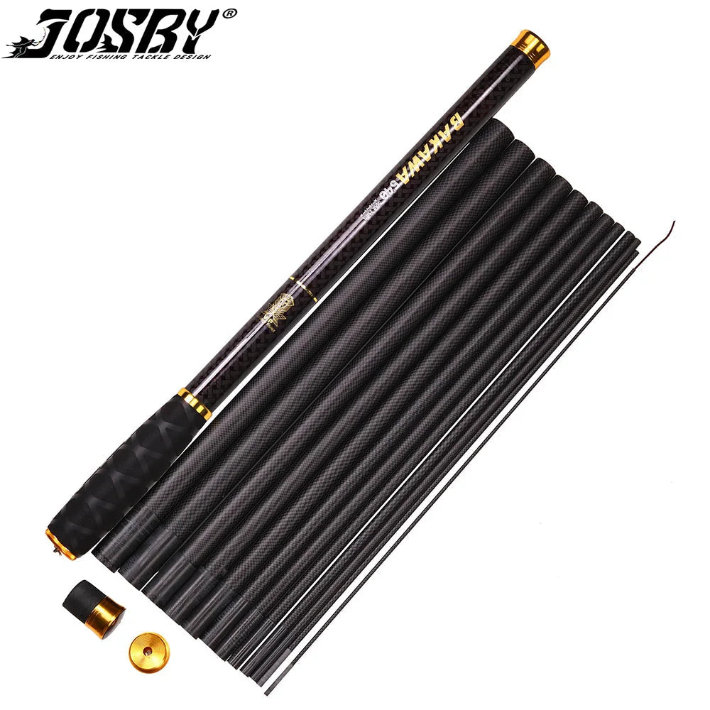 JOSBY Carbon Fiber Telescopic Fishing Rod Stream Hand Pole Carp Feeder Tenkara 1.8/2.7/3.6/5.4/6.3M Portable Pesca
