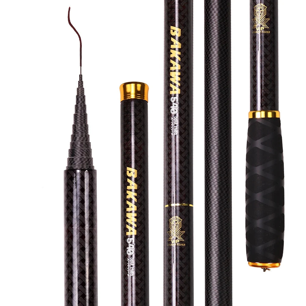 JOSBY Carbon Fiber Telescopic Fishing Rod Stream Hand Pole Carp Feeder Tenkara 1.8/2.7/3.6/5.4/6.3M Portable Pesca