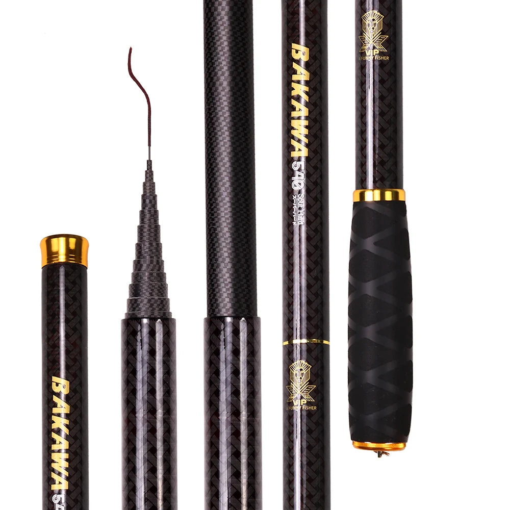 JOSBY Ultralight Carbon Fishing Rods 3.6M-7.2M Portable Telescopic Travel Mini Stream Feeder Pole Hard Pesca Carp Freshwater