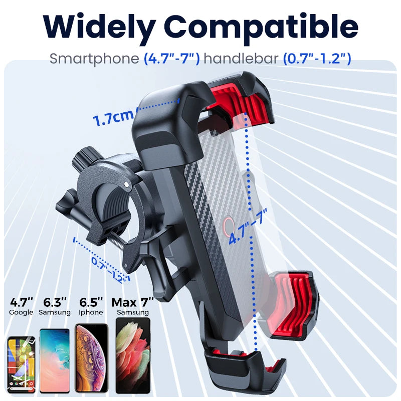 Joyroom Universal Bike Phone Holder 360&amp;deg; View Bicycle Phone Holder for 4.7-7 inch Mobile Phone Stand Shockproof Bracket GPS Clip