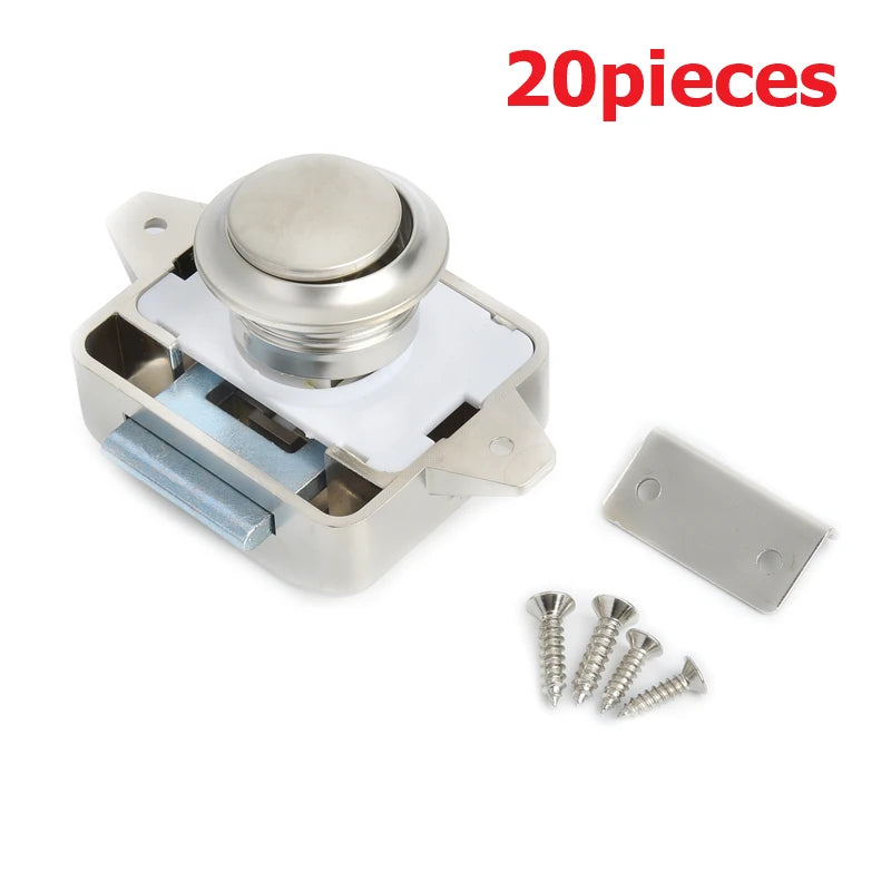 KAK 20 pieces RV Lock Push Lock for Camper Car RV Yacht Push Locks Furniture Cabinet Door Lock Hardware Child Safety Drawer Lock