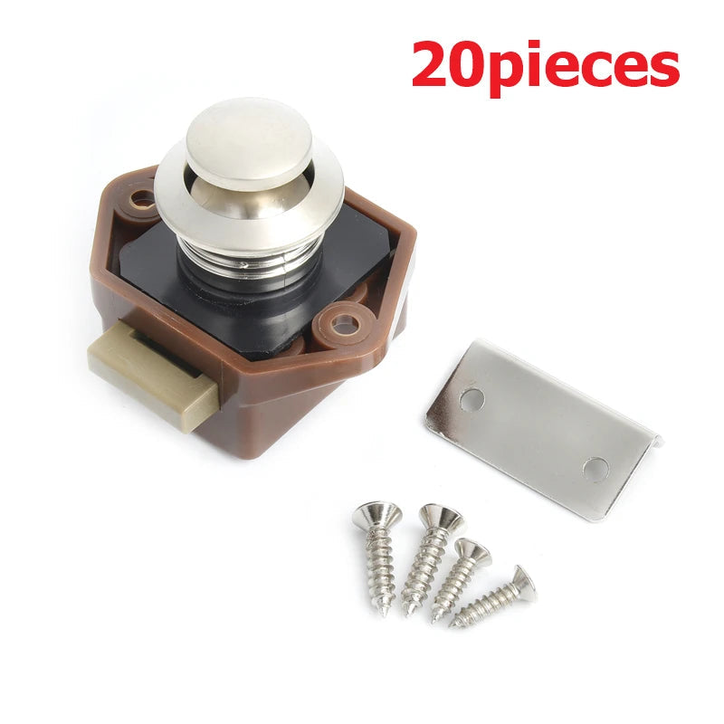 KAK 20 pieces RV Lock Push Lock for Camper Car RV Yacht Push Locks Furniture Cabinet Door Lock Hardware Child Safety Drawer Lock